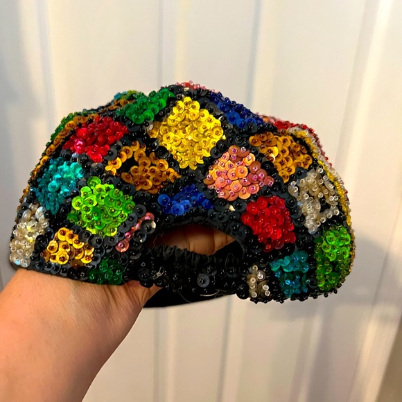 Vintage early 90s sequin hat cap ladies unisex - Picture 2 of 4
